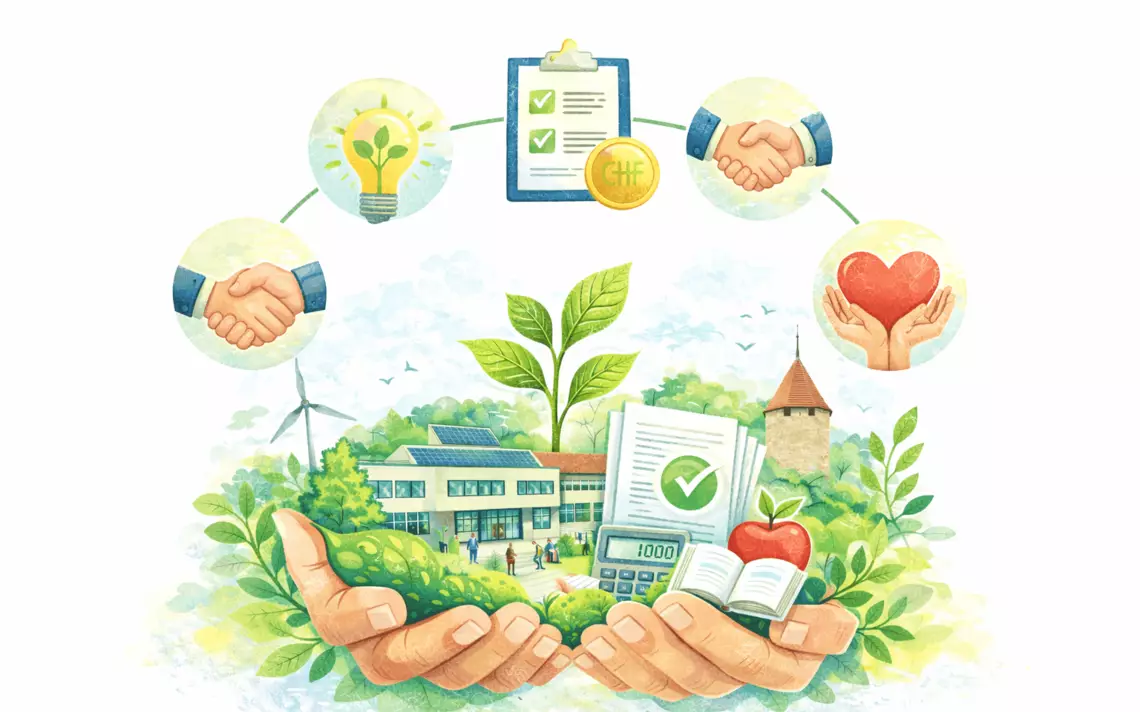 deux mains portants différents éléments en lien avec la durabilité